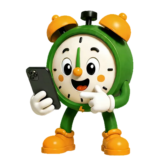 Tiko holding a phone and pointing at it